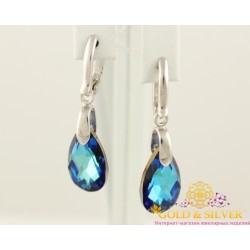 Серебряные серьги Мерцание с камнями Сваровски 20012скс